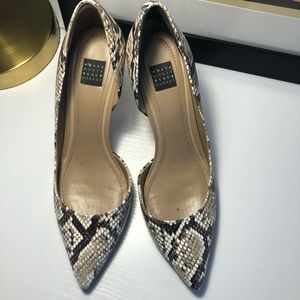WHBM nude snakeskin pumps